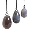 Nupuyai Set di 3 uova Yoni Eggs in agata grigia, pietra forata per massaggio, per donne, per esercizi di Kegal, per rafforzare i muscoli del pavimento pelvico