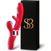 Sensuelle Bliss Vibratoreper Donna Professionale 3 in 1 - Stimolatore Clitorideo e Punto G con 14 Modalità di Vibrazione e Suzione, Silicone Medico Morbido, Impermeabile IPX7 - Sexytoysys Donna (Rosso Passione)