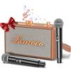 CARUDI Karaoke con Microfono, Altoparlante Bluetooth Portatile con 2 Microfoni Wireless, Macchina Karaoke Supporta l'espansione del microfono a quattro canali per feste a casa, picnic, auto/regali vintage
