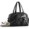 Lekespring Borsone da Viaggio Puffer per Donna Uomo, Borsa Palestra con Scomparto Scarpe e Borsa Bagnata in PVC, Borsoni Bagaglio a Mano, Borse Tracolla Leggero per Ospedale Weekend Sportiva, Nero L
