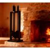 Kingson - Set di accessori per caminetto, 3 pezzi, con supporto - Include pala, spazzola e attizzatoio - Nero con rivestimento in polvere, manici in acciaio e inossidabile - 59,5 cm