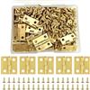ReaJoys Mini cerniere piccole, 50 pezzi, pieghevoli, piccole, 15 x 18 mm, mini armadio con 200 viti per gioielli, scatola di legno, fai da te