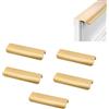 lyongqiang Nascosto Maniglie Cassetti Dorate, 5 Pezzi Maniglie Armadio in Alluminio, 128 mm, Maniglia per Porta a Scomparsa, Maniglie Nascoste Dell'Armadio, per la Casa, la Cucina, i Cassetti