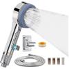VirtuGro Soffione Doccia con Filtro con 4 Modalità Di Spruzzo Soffione Doccia con Tubo da 2M Shower Head Alta Pressione con Supporto Senza Fori Doccino per Doccia Anticalcare Cromo