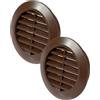 Vent Systems 2 pezzi 60 mm Marrone Valvole di aerazione - Griglia di ventilazione attraverso la porta - Con zanzariera - Griglia di ventilazione rotonda per interni - Bagno, armadio, garage