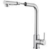 Zeffrary Rubinetto da cucina con doccetta estraibile, in acciaio inox, ad alta pressione, estraibile, girevole a 360°, miscelatore da cucina con doccia, 2 tipi di getto d'acqua (cromato)