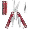 BIBURY Multitool, EDC Mini Strumento Tascabile, Forbici Multiuso con Rompivetro, Forbici Multifunzione per Emergenze e Uso Quotidiano, Regalo Uomo Compleanno, Gadget EDC, Idee Regali Natale - Rosso