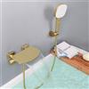 SHANFO Rubinetto Vasca da Bagno con Doccetta, Miscelatore Vasca da Bagno a Cascata, Rubinetto Doccia in Ottone, Oro Spazzolato, 16Y4OK