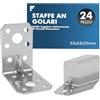 shinfly 24 Pezzi Staffe Angolar 53×53×35 mm, Connettore angolare zincato galvanicamente , staffe a l 90 gradi, Squadretta Rinforzata per mobili, sedia, tavolo, finestra