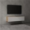 doporro Mobile Porta TV Sospeso 120 cm con 2 Ante Marrone Chiaro e Bianco Opaco, Credenza Bassa da Soggiorno Salotto, Madia Consolle Bicolore per TV Fernsehschrank02