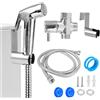 WAIZHIUA Set di doccetta per bidet, pistola a spruzzo per WC con supporto a parete e tubo da 1,5 m, facile da installare, set bidet per bagno, giardino, balcone, pulizia degli animali domestici