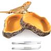 xuefenfei 2 Pezzi Ciotole per Acqua e Cibo per Rettili, Teca per Rettili Bacino con 2 Pinzette in Acciaio Inossidabile, Ciotola per Acqua e Mangime per Tartarughe Geco Serpente (Giallo)
