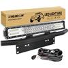 RIGIDON Barra Led Fuoristrada, 20 50cm 288W Tripla Fila Barra Luce Led, Con Piastra di Supporto Nero Kit Cablaggio, Faretti Fendinebbia Per Auto Trattore Camion SUV UTE ATV Barca 4x4 Veicoli