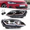 VLAND Motor VLAND Fari per Golf 7 TSI TDI R Alogena Hatchback Variant 2012-2016 [non per GTI/Xeno/R line], con indicatori dinamici, 1 coppia - Striscia rossa (Con lampadine allo xeno d2h)