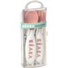 Béaba Beaba Second Stage - Posate ergonomiche per bambini, cucchiaio e forchetta con custodia da viaggio, colore: Rosa
