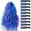 MSDADA Capelli Gesso Pettine per Ragazze e Bambini,10 Colore Gessetti per Capelli Temporanei Gesso Regalo di Compleanno per Bambini Età6 7 8-12+Lavabile Tintura per Party, Natale e Cosplay (viola+blu)
