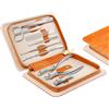 ZIZZON Set manicure professionale in acciaio inox per unghie e unghie dei piedi set 9 in 1 kit per pedicure e toelettatura con custodia da viaggio (arancione)