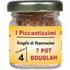 I Piccantissimi - 7 POT DOUGLAH peperoncino piccantissimo in vasetto da (13 gr) - Scaglie di Peperoncino a lunga conservazione - peperoncino piccante 7 POT DOUGLAH coltivato in Italia (900.000 Shu)
