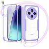 Jrkvniv Cover per Xiaomi Redmi 14C con Cordino,360 Gradi Trasparente Custodiacon con Protezione Schermo Integrata,Bumper Rugged Custodia con Regolabile Tracolla Corda Collana per 6.88-Viola