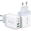 Avatcen 2 Pezzi Caricatore USB C, 40W 4 Porto Presa Caricatore QC+PD3.0 Caricatore USB Multiplo veloce Tipo C Cellulare, Alimentatore Caricabatterie Spina per Samsung S23 Ultra/S22/S21/Xiaomi/HUAWEI/Tablet