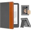 FINTIE Custodia per 7 Kindle Paperwhite (12ª Gen) / Colorsoft - 2024/2025 | Protettiva Supporto Cover con Slot per Schede & Hand Strap per Kindle Paperwhite e Kindle Colorsoft Signature, Grigio/Marrone