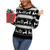 Enjyam Maglione Donna Natalizio Pullover Collo Rotondo Capo Invernale-Blu Marino/S