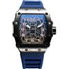 RORIOS Orologio Quarzo da Uomo Orologi da Polso Moda Tonneau Orologi Luminosi Analogico Orologi Casual Sportivo con Calendario Nero Blu A