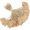 Uniclife 200 Etichette Prezzo con Cordino Carta Kraft Marrone Scrivibili con Spago Jute per Abbigliamento Gioielli Etichette Merce Vuote 3,5x2,2 cm