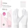 COOLJOB Guanti in cotone bianco con polsini aderenti, per idratare le mani secche, sollievo dall'eczema e trattamento SPA notturno, guanti traspiranti per ispezione di monete (4 paia, taglia S)