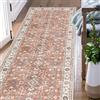 TOPICK Area - Tappeto per soggiorno, vintage, antiscivolo, pieghevole, sottile, lavabile, per interni ed ufficio, camera da letto, cucina, 90 x 150 cm, rosso mattone