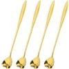 QUARKZMAN 4pz Acciaio Inossidabile Fiore Cucchiaio 7 Pollici Lungo Manico Cuore Cucchiaio Gelato Crema Cucchiaio Caffè Cucchiai per Cocktail Mescolare Mescolando, Oro