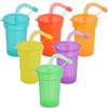 volumoon 6 bicchieri riutilizzabili in plastica con coperchio e cannucce, bicchieri da festa in plastica colorata con coperchio, set da viaggio per caffè freddo, frullati, frappè (400 ml)