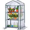 EPROSMIN Mini serra con 3 ripiani, copertura impermeabile in plastica PE, porta arrotolabile con doppia cerniera, telaio in acciaio robusto per giardino ed esterno - Dimensioni: altezza 125 cm x