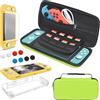 YUANHOT 4 in 1 Kit Accessori Custodia da Viaggio Portatile Compatibili con Switch Lite, Custodia Plus Cover in TPU e Pellicola Protettiva per Schermo - Verde