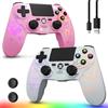 CHENGDAO Controller per PS4, Controller Senza Fili per PlayStation 4/Pro/Slim, Telecomando con Luce RGB Regolabile, Batteria da 1000mAh, Sensore di Movimento a 6 Assi, Vibrazione Doppia, Jack Audio da 3.5mm