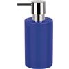 Spirella Dispenser per Sapone Liquido Tube" Dispenser per lozioni in Ceramica con dosatore in ABS Cromato capacità 300 ML (ØxH): 7 x 16 cm - Blu