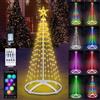 Forlivese 1.5M Luci Albero di Natale Smart con APP, 166LED Luci Albero Natale da Esterno con Stella,Conico RGB Multicolore,con Telecomando/APP per Decorazione Giardino e Balcone