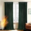 Deconovo Tende per Interni Eleganti in Velluto con Fettuccia 140x245 cm Verde Scuro - Set di 2 Pannelli Moderni per Camera da Letto e Soggiorno, Morbide e Decorative