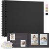 Remowith Scrapbooking Album Fotografico DIY, Album di Carta Kraft Spessa, Libro dei Ricordi per Matrimonio, Anniversario, Viaggio, Laurea, Bambino e Famiglia 28x20,5 cm 100 Pagine Nero