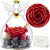 Sunia Rosa Eterna Stabilizzata con Figurina Angelo Custode - Regalo per Festa della Mamma, Nonna e Compleanno
