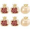 BENECREAT 6 pz Vero 18K Placcato Oro Melograno Cubic Zirconia Ciondolo in Ottone con Zirconi Rossi Semi di Melograno per Bracciale Collana Creazione di Gioielli, 10.5x10x7mm