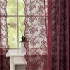 YJ YANJUN Tende a rete bordeaux per finestre 72 Drop Coppia Design vintage con fiori Tende trasparenti in pizzo per camera da letto bagno Pannelli tenda in voile smerlato rosso vino 52 L x 72 L (132cm