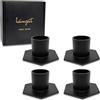 heimzeit Portacandele in Metallo per Candele a Stelo Ø25 mm e Candele da Tavolo [4 Pezzi, Esagonale], Colore: Nero, Design Elegante, Candelabro per una Raffinata Decorazione Della Stanza
