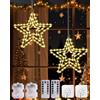 TobeBright Stella di Natale Luminosa per Finestre 3 in 1 con Telecomando & Timer - 2 Pezzi Stelle LED a Batteria (Non Incluse) per Finestra/Balcone,75 Luci Bianco Caldo,8 Modalità,IP44 Impermeabile