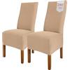 sh SCHEFFLER-HOME LIVE HOMESTYLE SCHEFFLER-Home Coprisedie Emma/Set di 2 Copri Sedie da Pranzo Elastici/Sedie da Pranzo/Coprisedie Elasticizzato in Cotone con Fascia Elastica/Coprisedie Eleganti, Beige