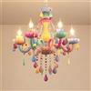 ZenithBeam Lampadario a Sospensione in Cristallo Colorato Lampadario a 6 Luci per Camera delle Ragazze Europea Illuminazione a Soffitto Lampadario a Candela per Ragazze Camera da Letto Soggiorno Sala da Pranzo