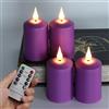 FREEPOWER 4 candele LED viola tremolanti con telecomando, timer per esterni, funzionamento a batteria, senza fiamma, candele d'avvento, luce bianca calda, decorazione per corona dell'Avvento, 350 ore,
