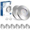 Allesgute 6 faretti da incasso a Led piatto IP44 da incasso per bagno 7 W 850 LM Led faretti 230 V nichel spazzolato, faretti da soffitto 3000 K, bianco caldo, 60 - 68 mm, per bagno cucina soggiorno
