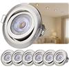 Sweet Led Faretto da Incasso LED, 5W 230V 360Lumen, Dimmerabile a 3 Livelli senza Dimmer, Luce da Incasso per Soffitto, Smart e Orientabile, (6x Cromato)