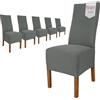 sh SCHEFFLER-HOME LIVE HOMESTYLE SCHEFFLER-Home Coprisedie Emma/Set di 6 Copri Sedie da Pranzo Elastici/Sedie da Pranzo/Coprisedie Elasticizzato in Cotone con Fascia Elastica/Coprisedie Eleganti, Grigio